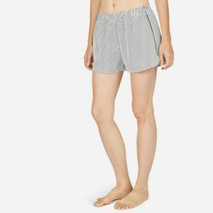 Everlane Silk Sleep Shorts White and Black Striped
